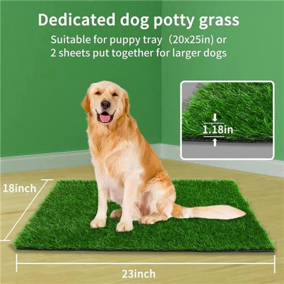 Artificial Pet Pee Grass Mat for Puppy, Pet Turf Fake Grass - 2 Pack (18" x 23") - Picture 2 of 6